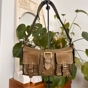 Y2K Rare Mulberry olive green Leather Shoulder Bag